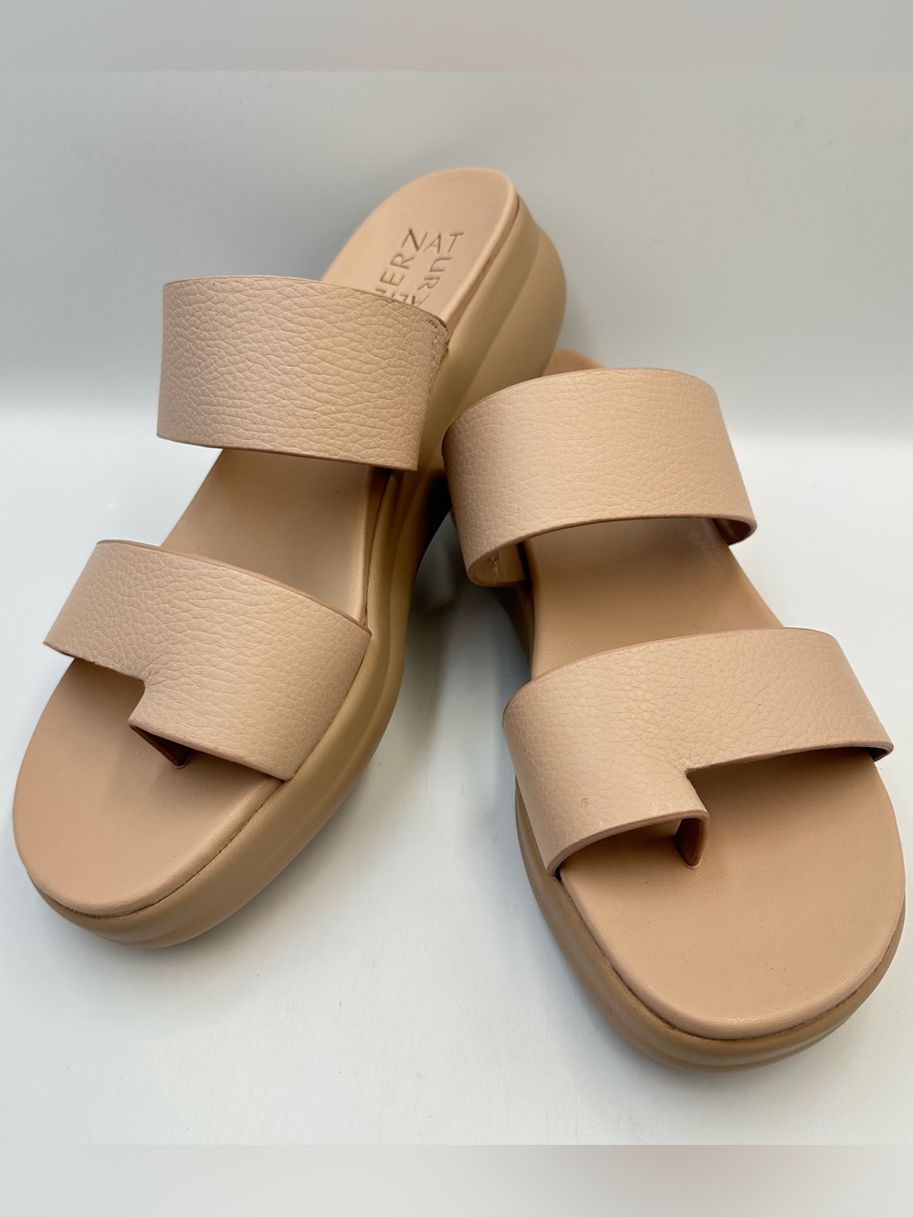 Naturalizer Drift 2 Sand Drift Leather Sandal Womens 8M Wedge Platform Toe Loop
